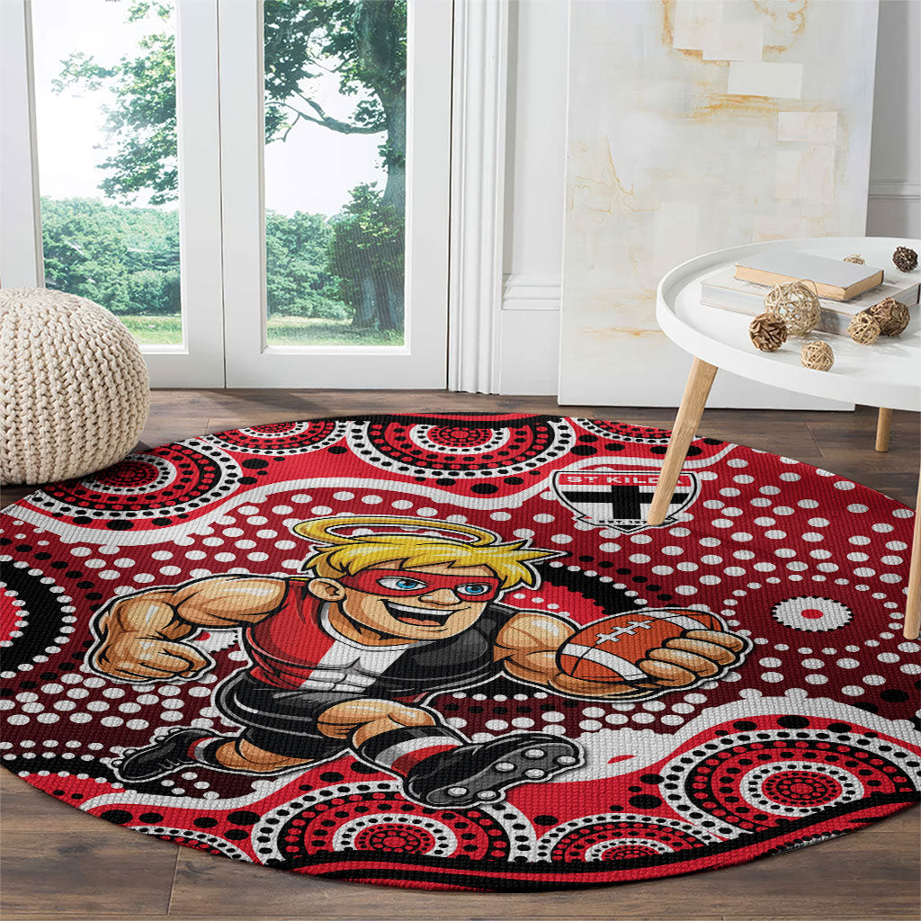 St Kilda Saints Round Carpet Aboriginal Dot Pattern - Football Mascot Heritage Pride