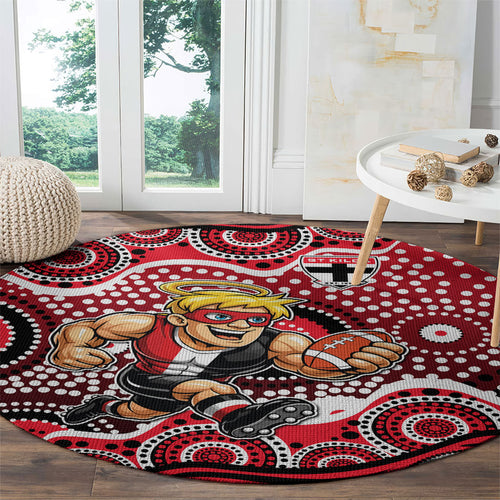 St Kilda Saints Round Carpet Aboriginal Dot Pattern - Football Mascot Heritage Pride