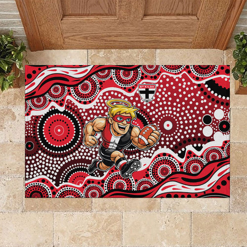 St Kilda Saints Rubber Doormat Aboriginal Dot Pattern - Football Mascot Heritage Pride