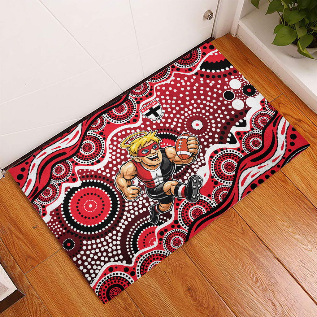 St Kilda Saints Rubber Doormat Aboriginal Dot Pattern - Football Mascot Heritage Pride