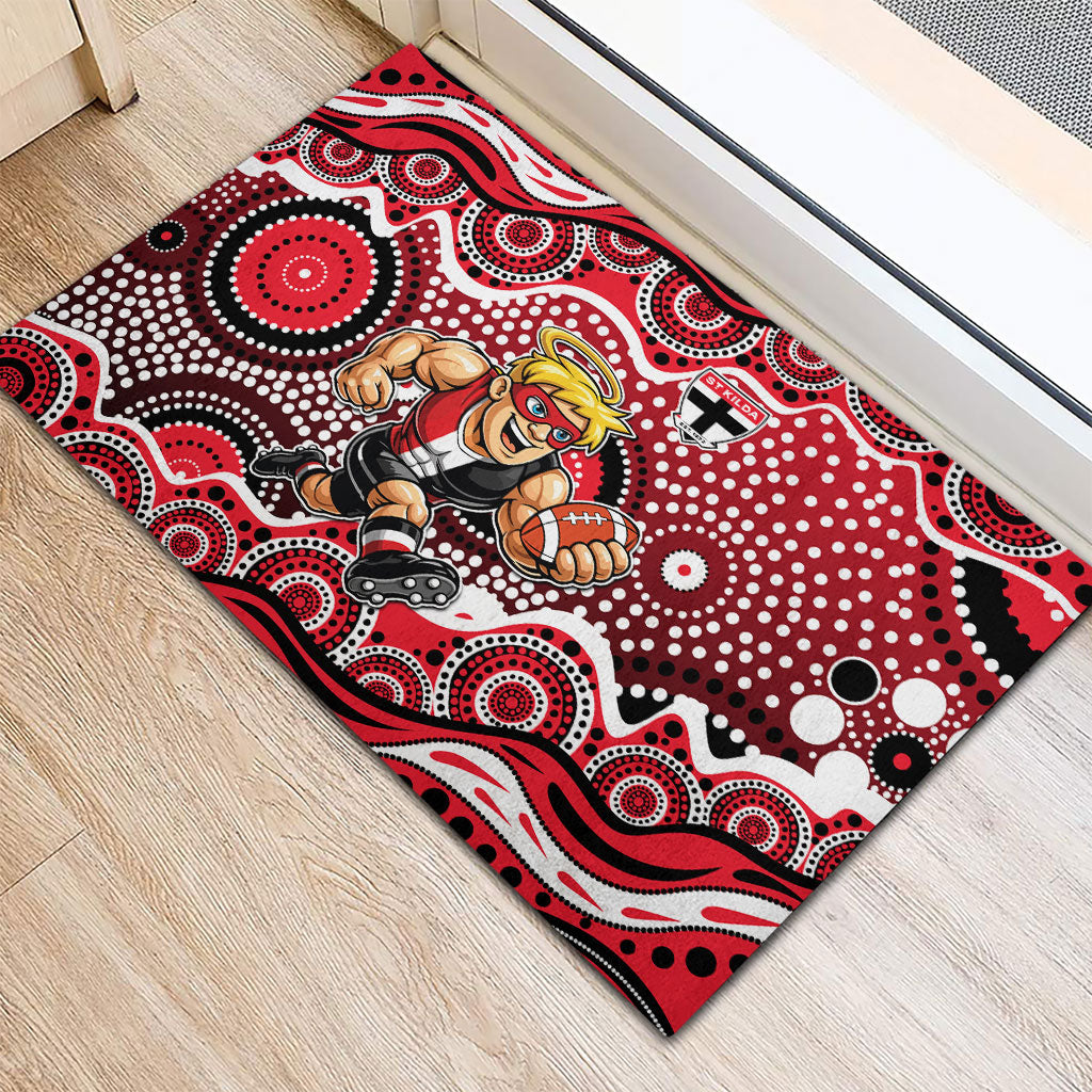 St Kilda Saints Rubber Doormat Aboriginal Dot Pattern - Football Mascot Heritage Pride