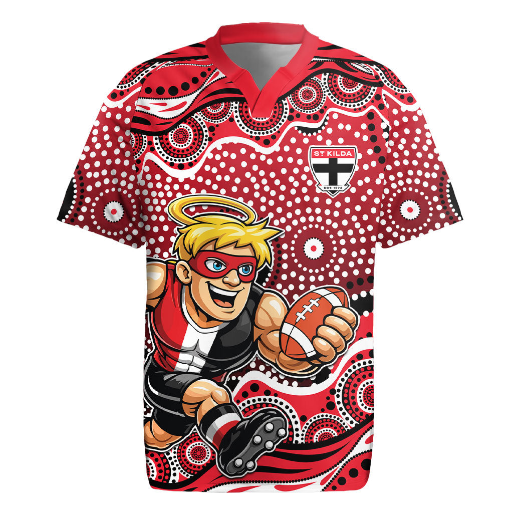 St Kilda Saints Rugby Jersey Aboriginal Dot Pattern - Football Mascot Heritage Pride