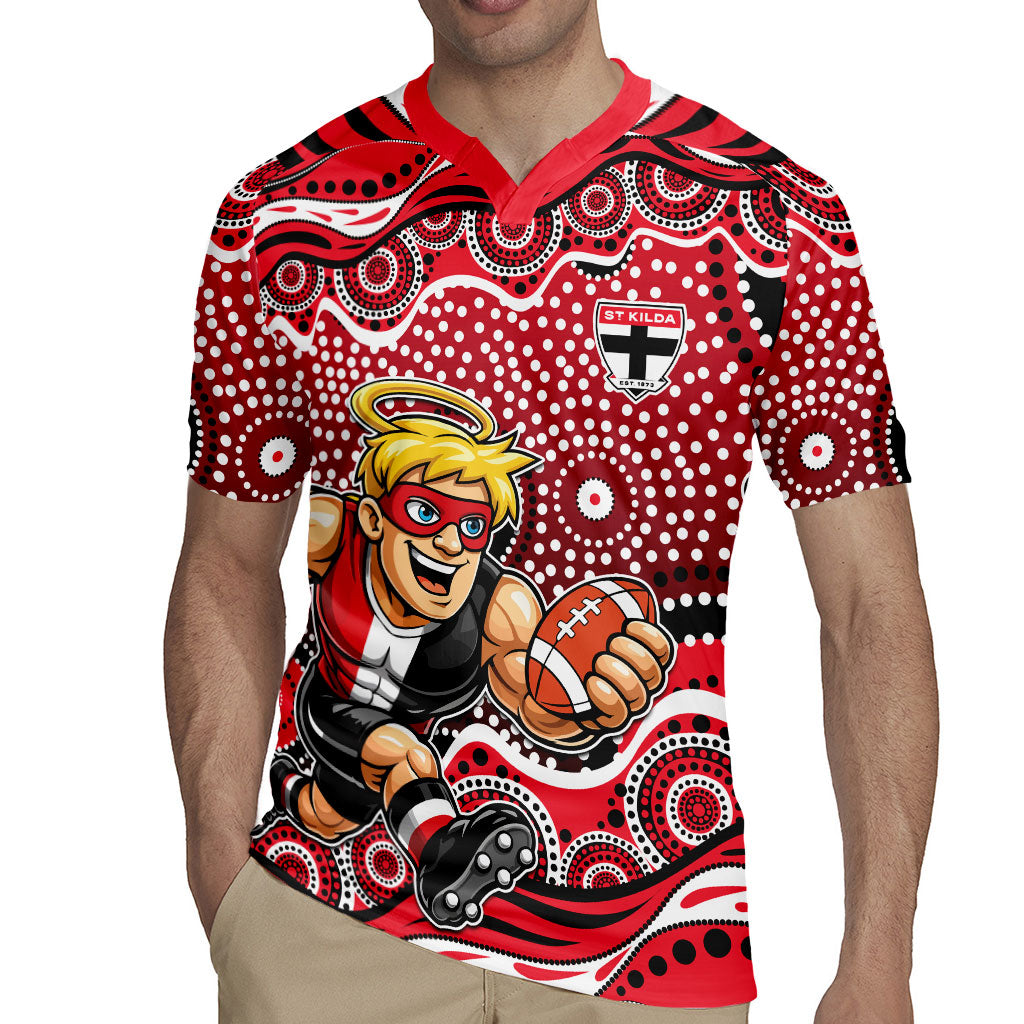 St Kilda Saints Rugby Jersey Aboriginal Dot Pattern - Football Mascot Heritage Pride