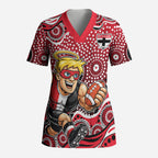 St Kilda Saints Scrub Top Aboriginal Dot Pattern - Football Mascot Heritage Pride