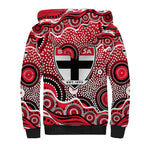 St Kilda Saints Sherpa Hoodie Aboriginal Dot Pattern - Football Mascot Heritage Pride