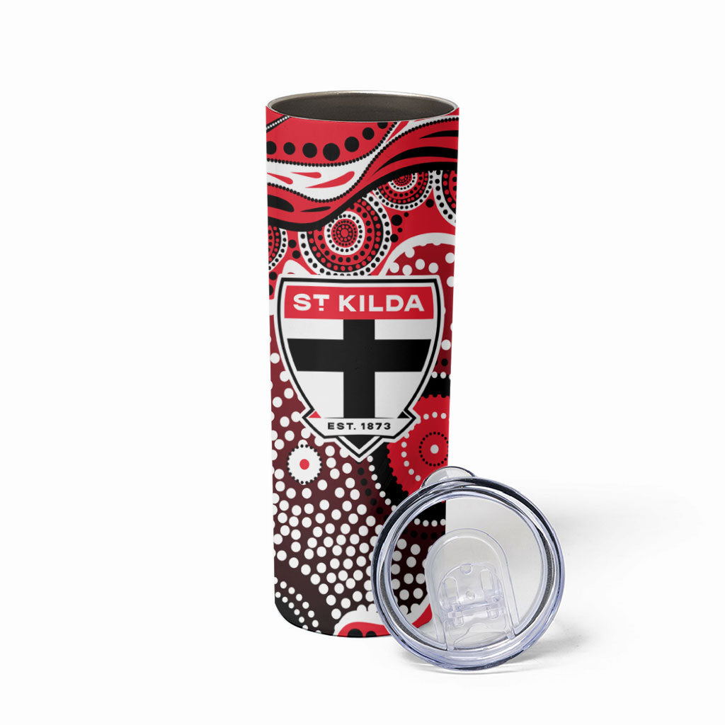 St Kilda Saints Skinny Tumbler Aboriginal Dot Pattern - Football Mascot Heritage Pride