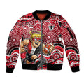 St Kilda Saints Sleeve Zip Bomber Jacket Aboriginal Dot Pattern - Football Mascot Heritage Pride