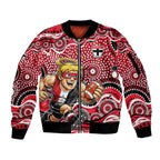 St Kilda Saints Sleeve Zip Bomber Jacket Aboriginal Dot Pattern - Football Mascot Heritage Pride
