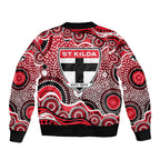 St Kilda Saints Sleeve Zip Bomber Jacket Aboriginal Dot Pattern - Football Mascot Heritage Pride