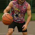 St Kilda Saints Sleeveless Hoodie Aboriginal Dot Pattern - Football Mascot Heritage Pride