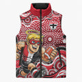 St Kilda Saints Sleeveless Puffer Jacket Aboriginal Dot Pattern - Football Mascot Heritage Pride