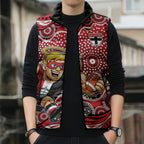 St Kilda Saints Sleeveless Puffer Jacket Aboriginal Dot Pattern - Football Mascot Heritage Pride