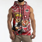 St Kilda Saints Sleeveless Zip Hoodie Aboriginal Dot Pattern - Football Mascot Heritage Pride
