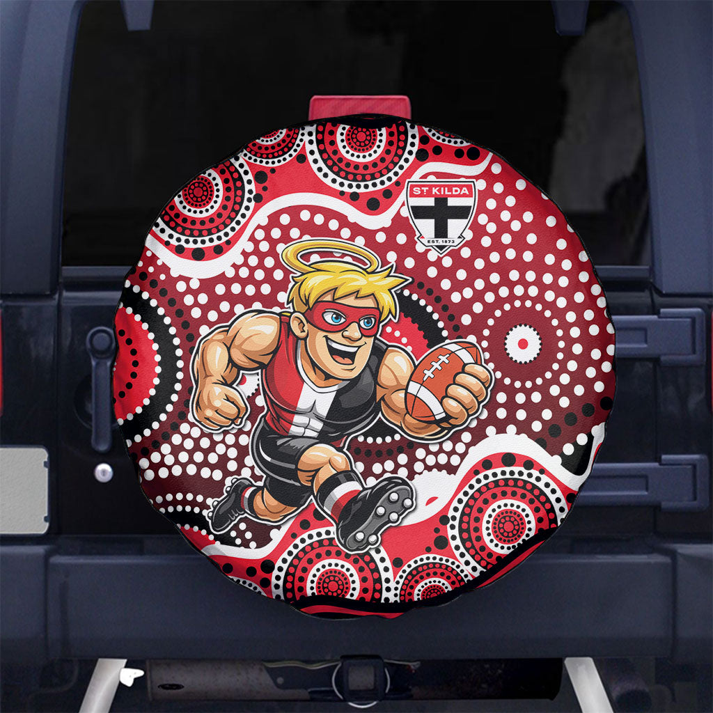 St Kilda Saints Spare Tire Cover Aboriginal Dot Pattern - Football Mascot Heritage Pride