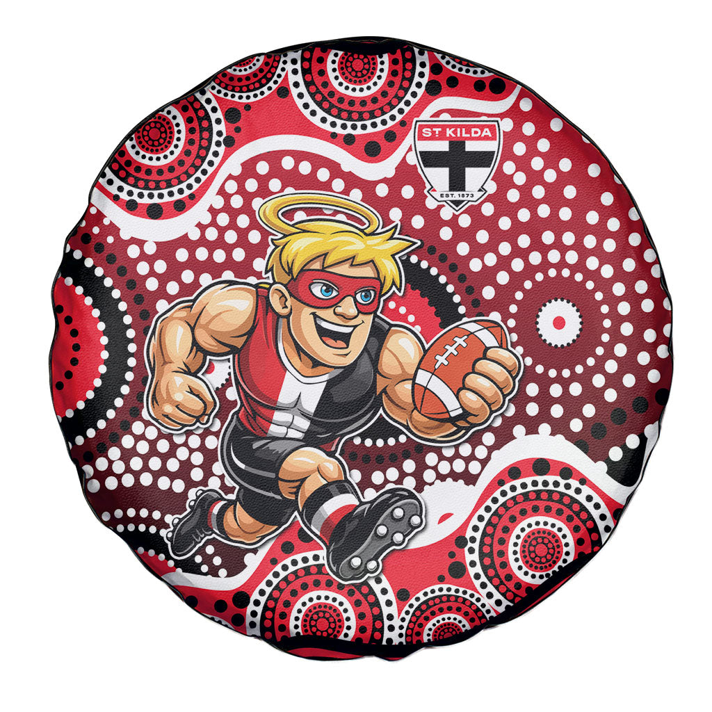 St Kilda Saints Spare Tire Cover Aboriginal Dot Pattern - Football Mascot Heritage Pride