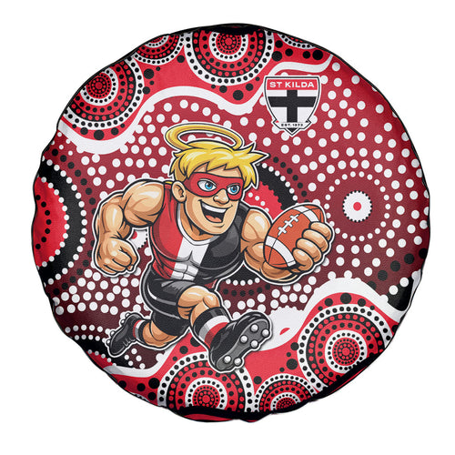 St Kilda Saints Spare Tire Cover Aboriginal Dot Pattern - Football Mascot Heritage Pride