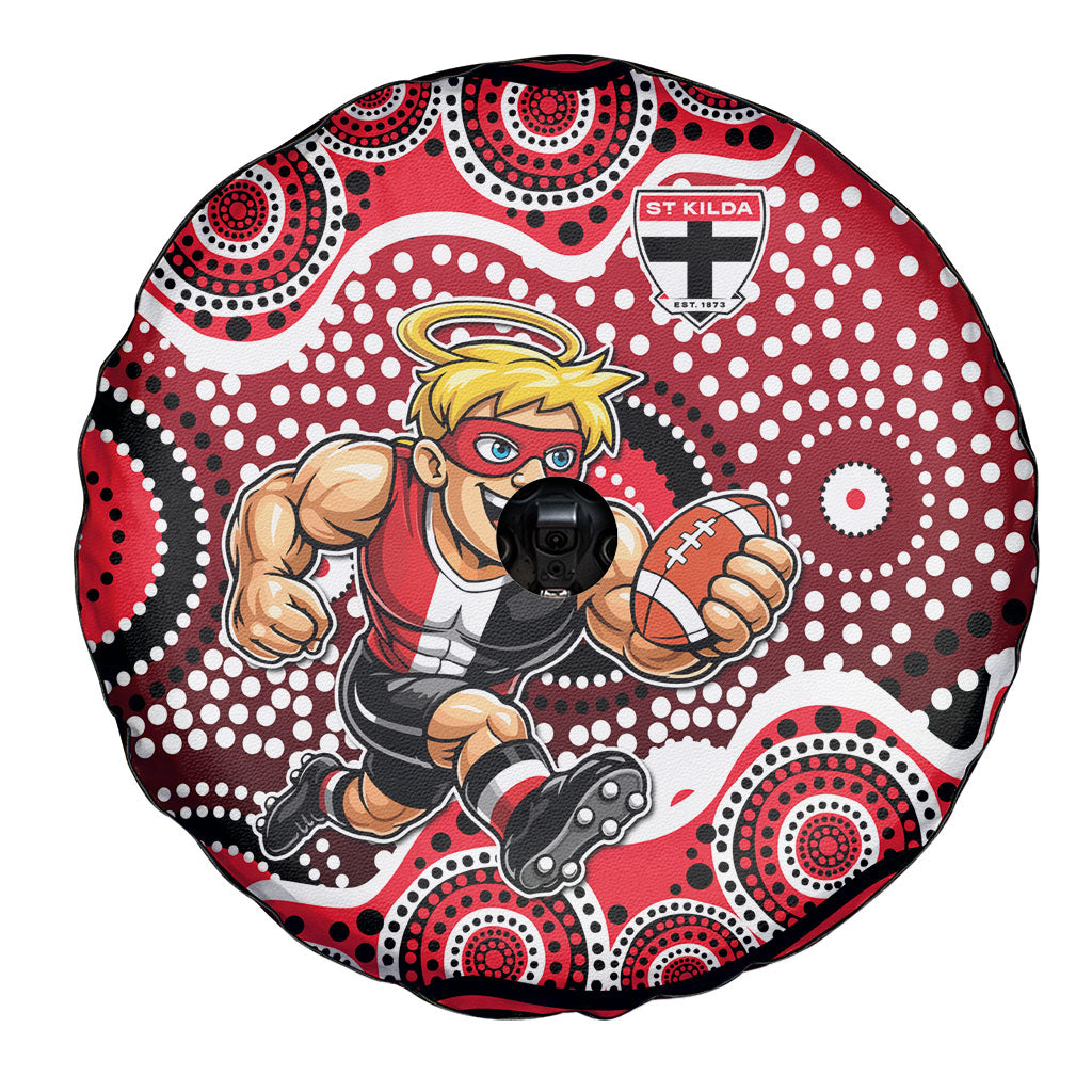 St Kilda Saints Spare Tire Cover Aboriginal Dot Pattern - Football Mascot Heritage Pride
