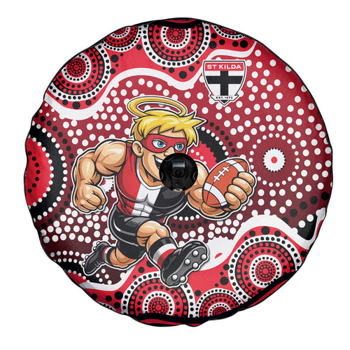 St Kilda Saints Spare Tire Cover Aboriginal Dot Pattern - Football Mascot Heritage Pride