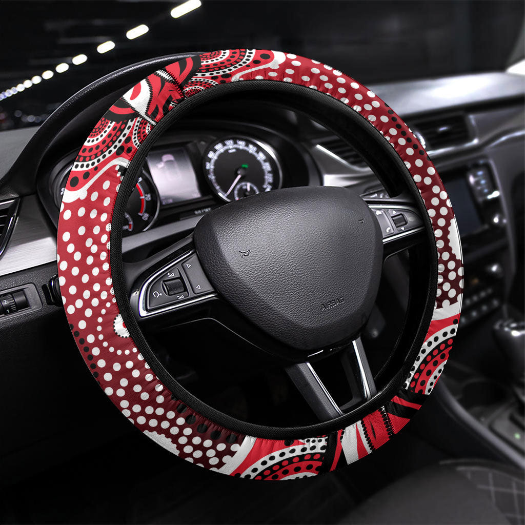 St Kilda Saints Steering Wheel Cover Aboriginal Dot Pattern - Football Mascot Heritage Pride