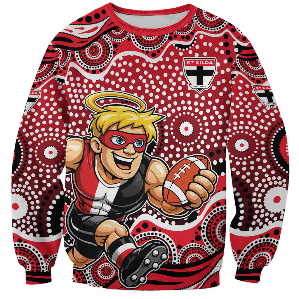 St Kilda Saints Sweatshirt Aboriginal Dot Pattern - Football Mascot Heritage Pride