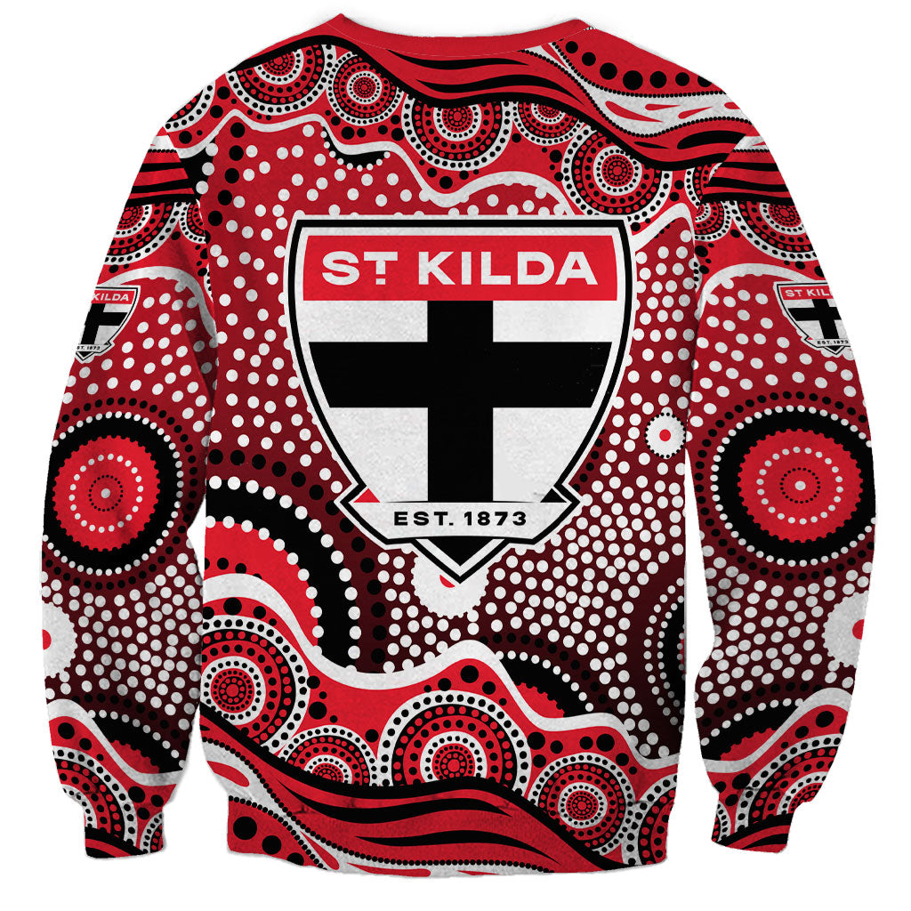 St Kilda Saints Sweatshirt Aboriginal Dot Pattern - Football Mascot Heritage Pride