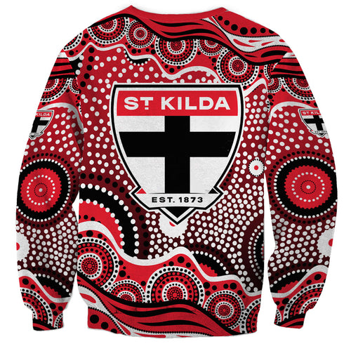 St Kilda Saints Sweatshirt Aboriginal Dot Pattern - Football Mascot Heritage Pride