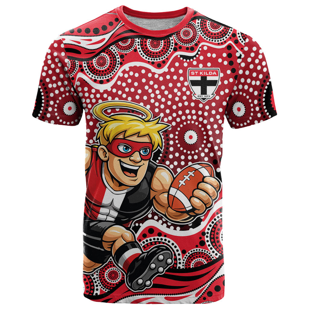 St Kilda Saints T Shirt Aboriginal Dot Pattern - Football Mascot Heritage Pride
