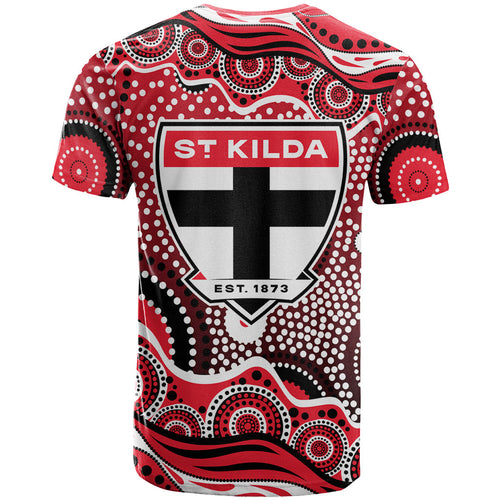 St Kilda Saints T Shirt Aboriginal Dot Pattern - Football Mascot Heritage Pride