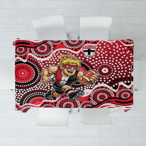 St Kilda Saints Tablecloth Aboriginal Dot Pattern - Football Mascot Heritage Pride
