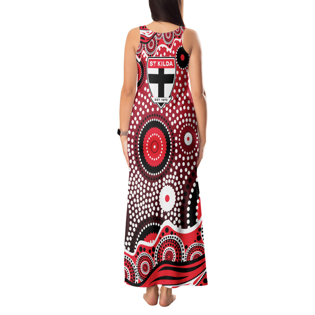 St Kilda Saints Tank Maxi Dress Aboriginal Dot Pattern - Football Mascot Heritage Pride