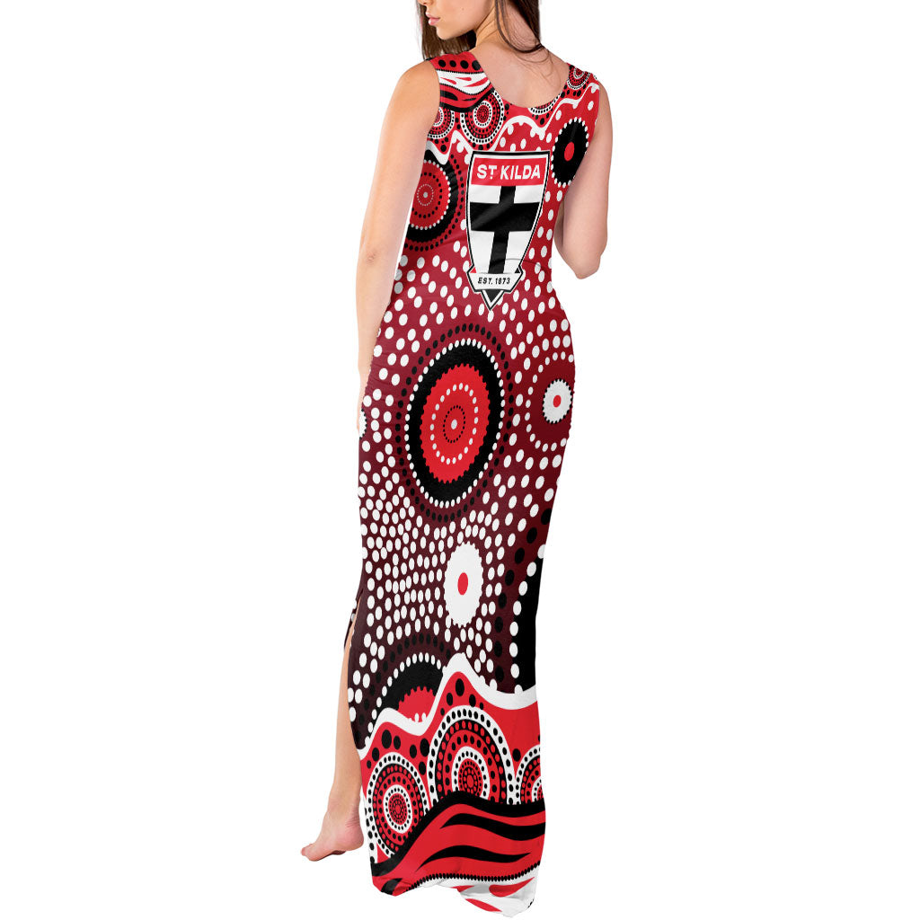 St Kilda Saints Tank Maxi Dress Aboriginal Dot Pattern - Football Mascot Heritage Pride