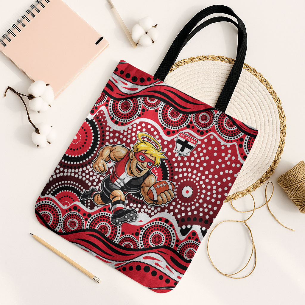 St Kilda Saints Tote Bag Aboriginal Dot Pattern - Football Mascot Heritage Pride