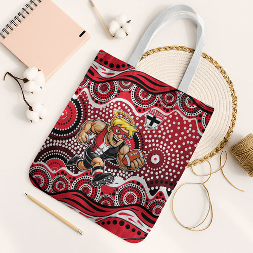 St Kilda Saints Tote Bag Aboriginal Dot Pattern - Football Mascot Heritage Pride