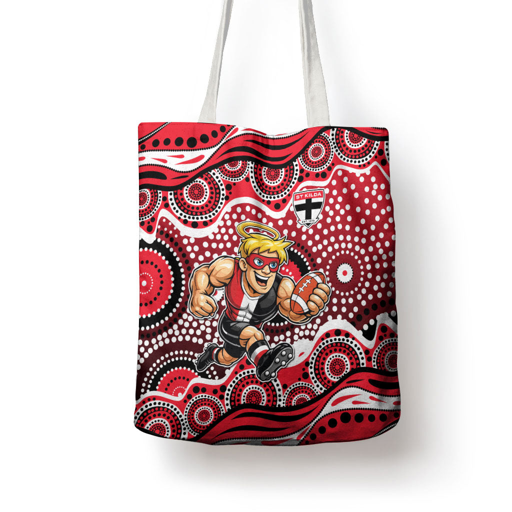 St Kilda Saints Tote Bag Aboriginal Dot Pattern - Football Mascot Heritage Pride