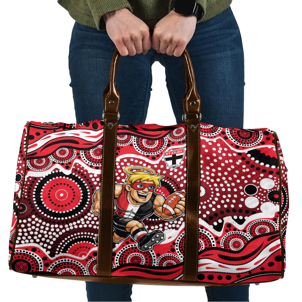 St Kilda Saints Travel Bag Aboriginal Dot Pattern - Football Mascot Heritage Pride