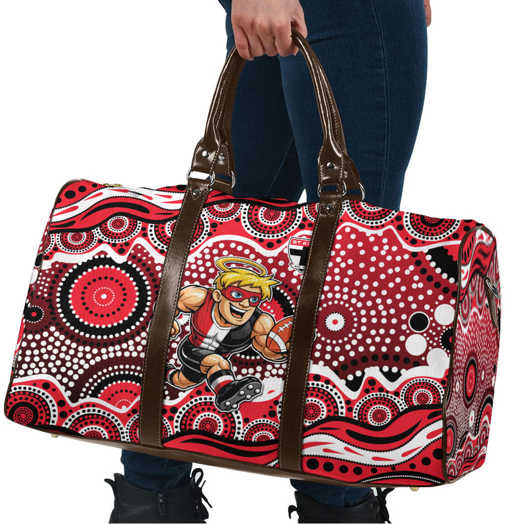 St Kilda Saints Travel Bag Aboriginal Dot Pattern - Football Mascot Heritage Pride