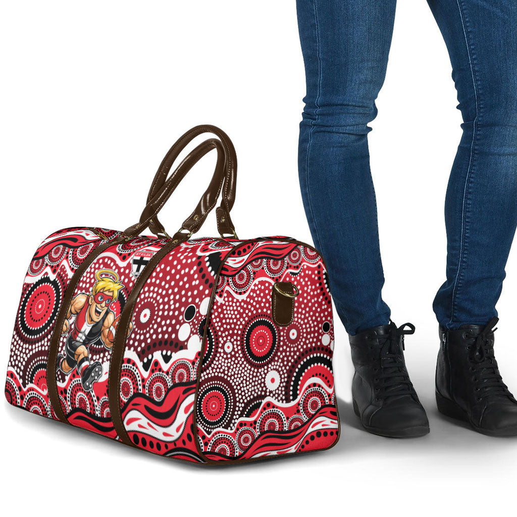 St Kilda Saints Travel Bag Aboriginal Dot Pattern - Football Mascot Heritage Pride