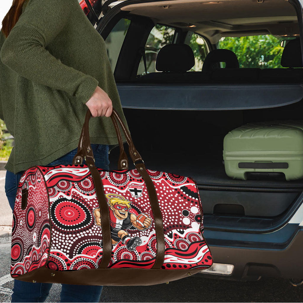 St Kilda Saints Travel Bag Aboriginal Dot Pattern - Football Mascot Heritage Pride