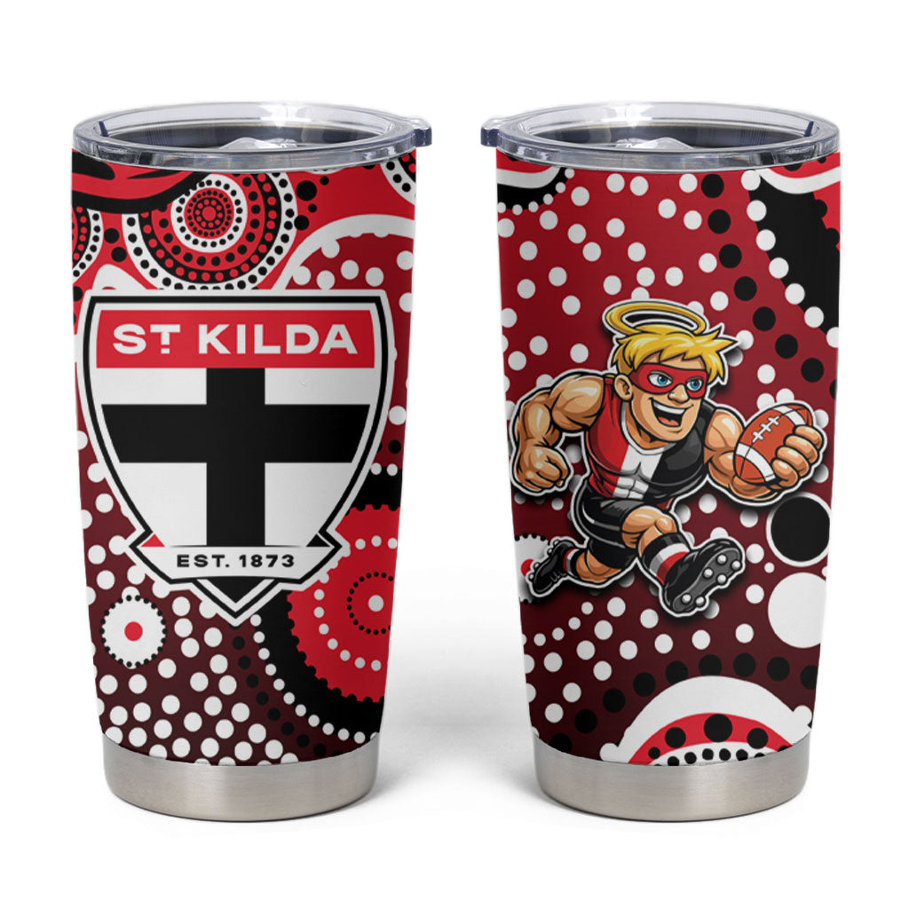 St Kilda Saints Tumbler Cup Aboriginal Dot Pattern - Football Mascot Heritage Pride