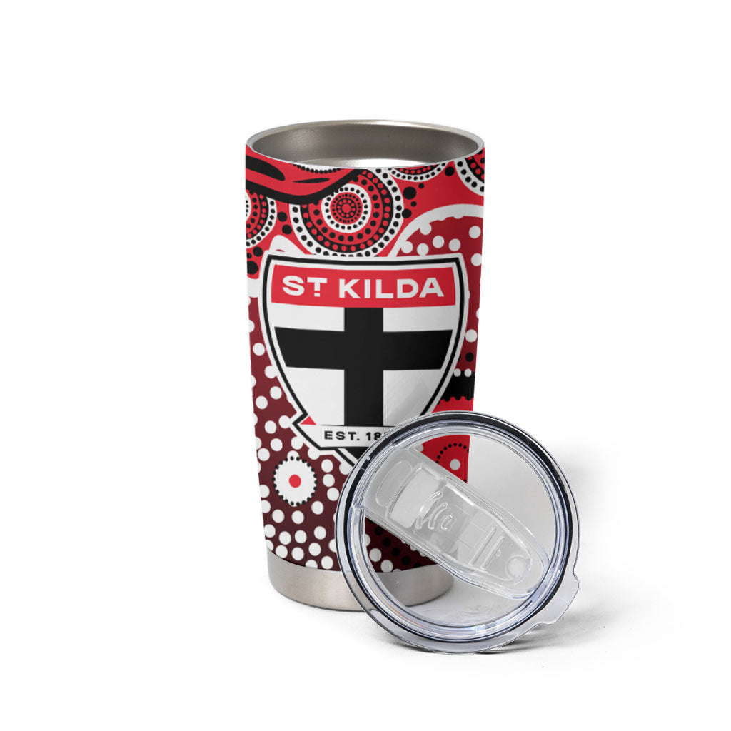 St Kilda Saints Tumbler Cup Aboriginal Dot Pattern - Football Mascot Heritage Pride