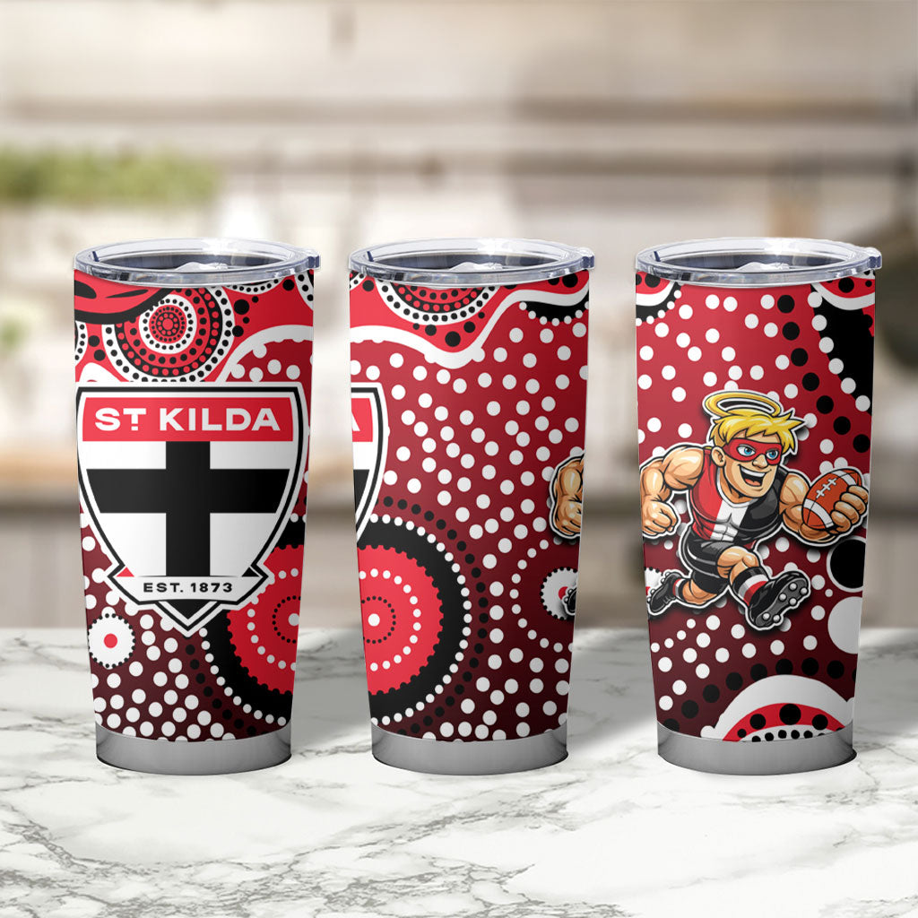 St Kilda Saints Tumbler Cup Aboriginal Dot Pattern - Football Mascot Heritage Pride