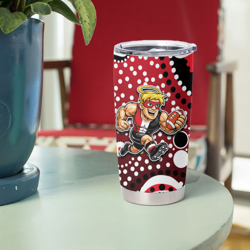 St Kilda Saints Tumbler Cup Aboriginal Dot Pattern - Football Mascot Heritage Pride