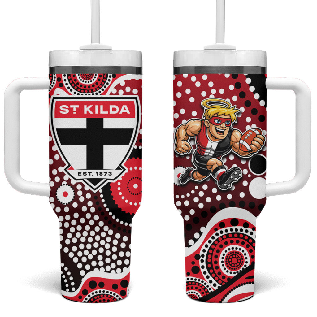 St Kilda Saints Tumbler With Handle Aboriginal Dot Pattern - Football Mascot Heritage Pride