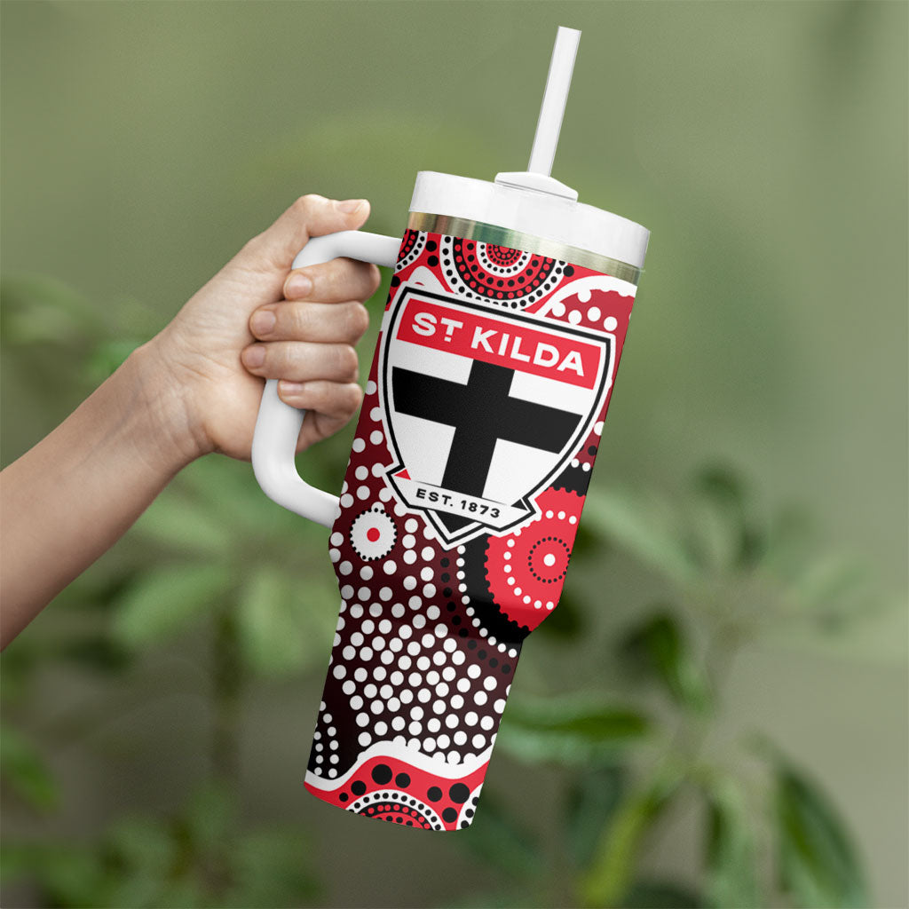 St Kilda Saints Tumbler With Handle Aboriginal Dot Pattern - Football Mascot Heritage Pride