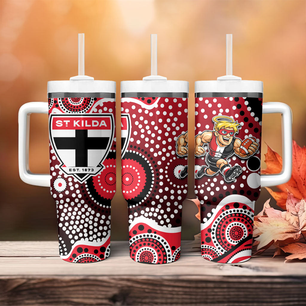 St Kilda Saints Tumbler With Handle Aboriginal Dot Pattern - Football Mascot Heritage Pride