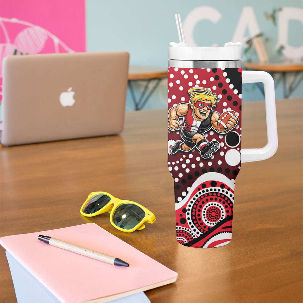 St Kilda Saints Tumbler With Handle Aboriginal Dot Pattern - Football Mascot Heritage Pride