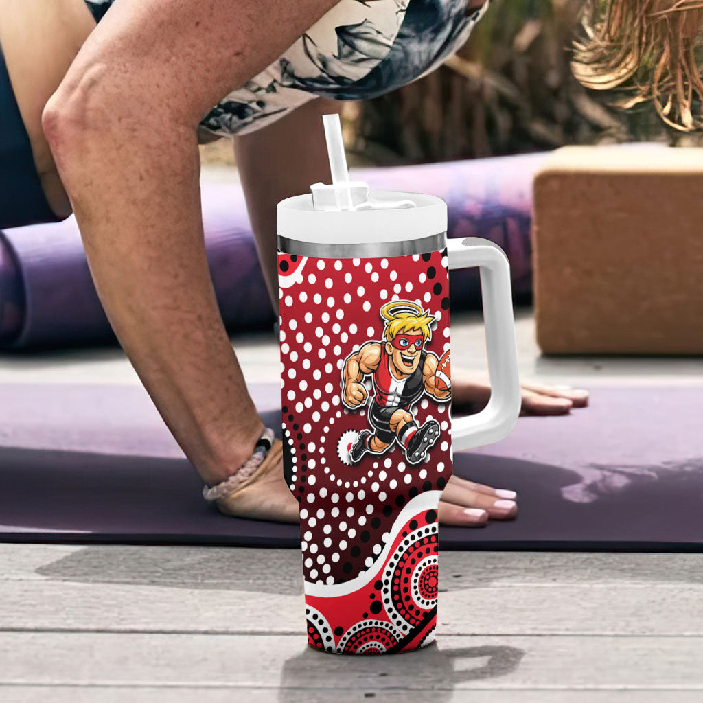 St Kilda Saints Tumbler With Handle Aboriginal Dot Pattern - Football Mascot Heritage Pride