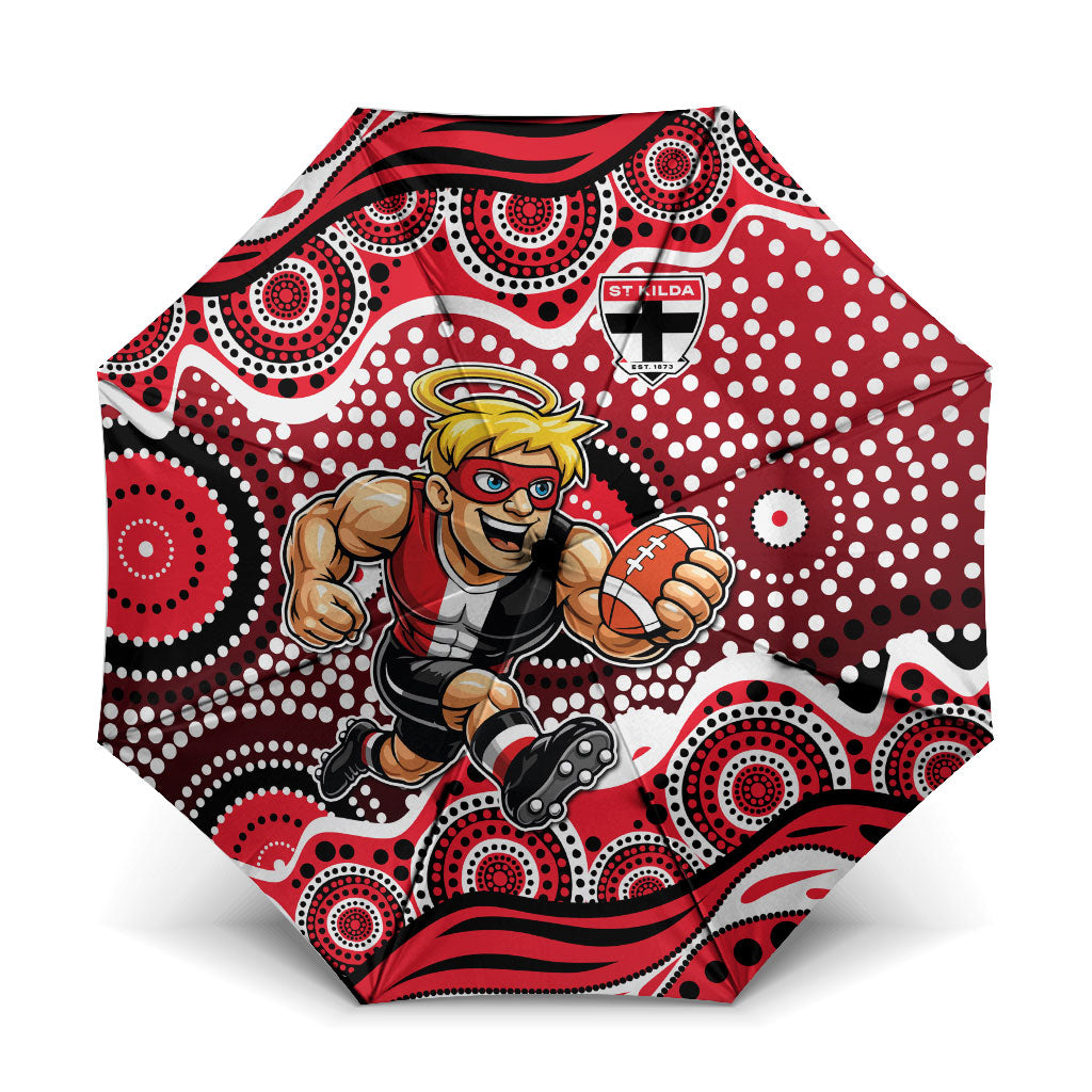 St Kilda Saints Umbrella Aboriginal Dot Pattern - Football Mascot Heritage Pride