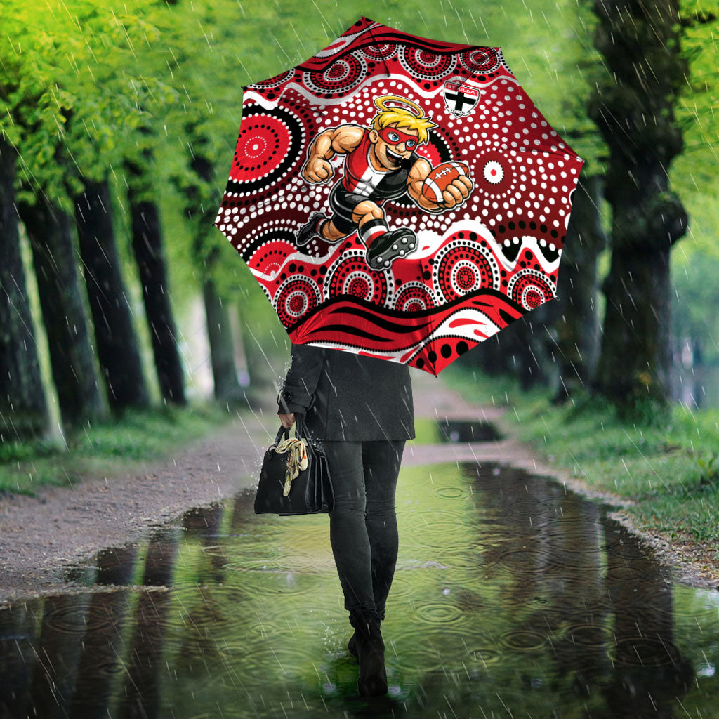 St Kilda Saints Umbrella Aboriginal Dot Pattern - Football Mascot Heritage Pride