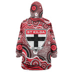 St Kilda Saints Wearable Blanket Hoodie Aboriginal Dot Pattern - Football Mascot Heritage Pride